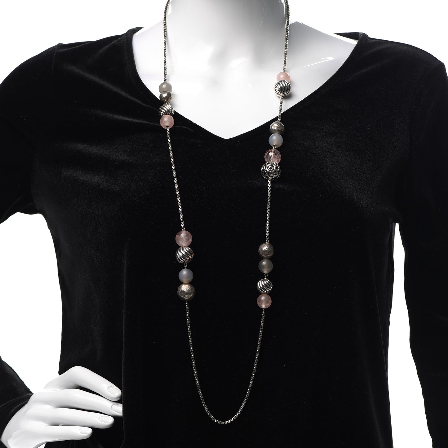 Sterling Silver Pink Quartz Moonstone Spiritual Bead Necklace