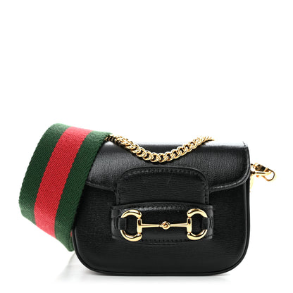Gucci Azalea Calfskin Web Horsebit 1955 Wallet On Strap Black 1 of 11