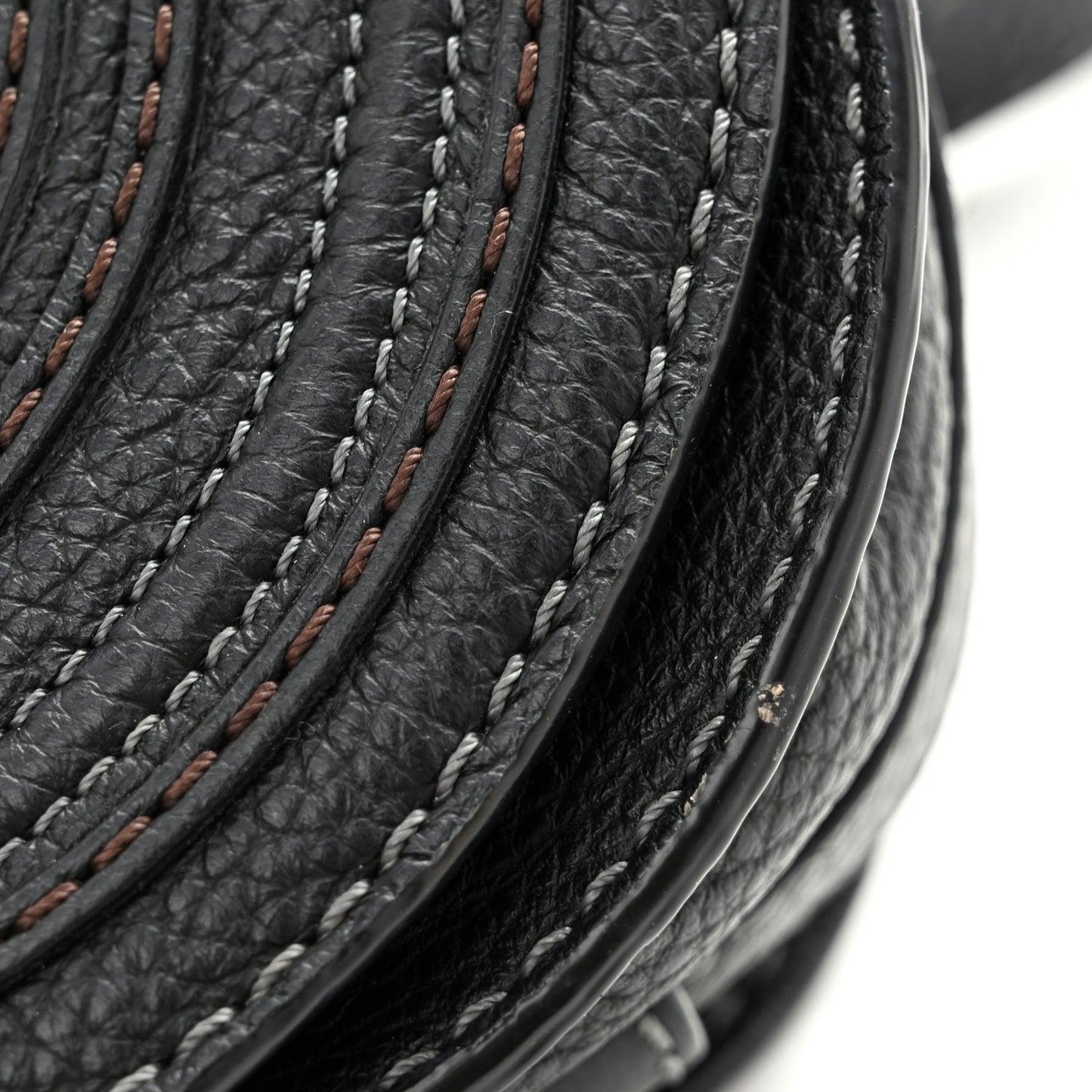 Grained Calfskin Small Marcie Saddle Bag Black