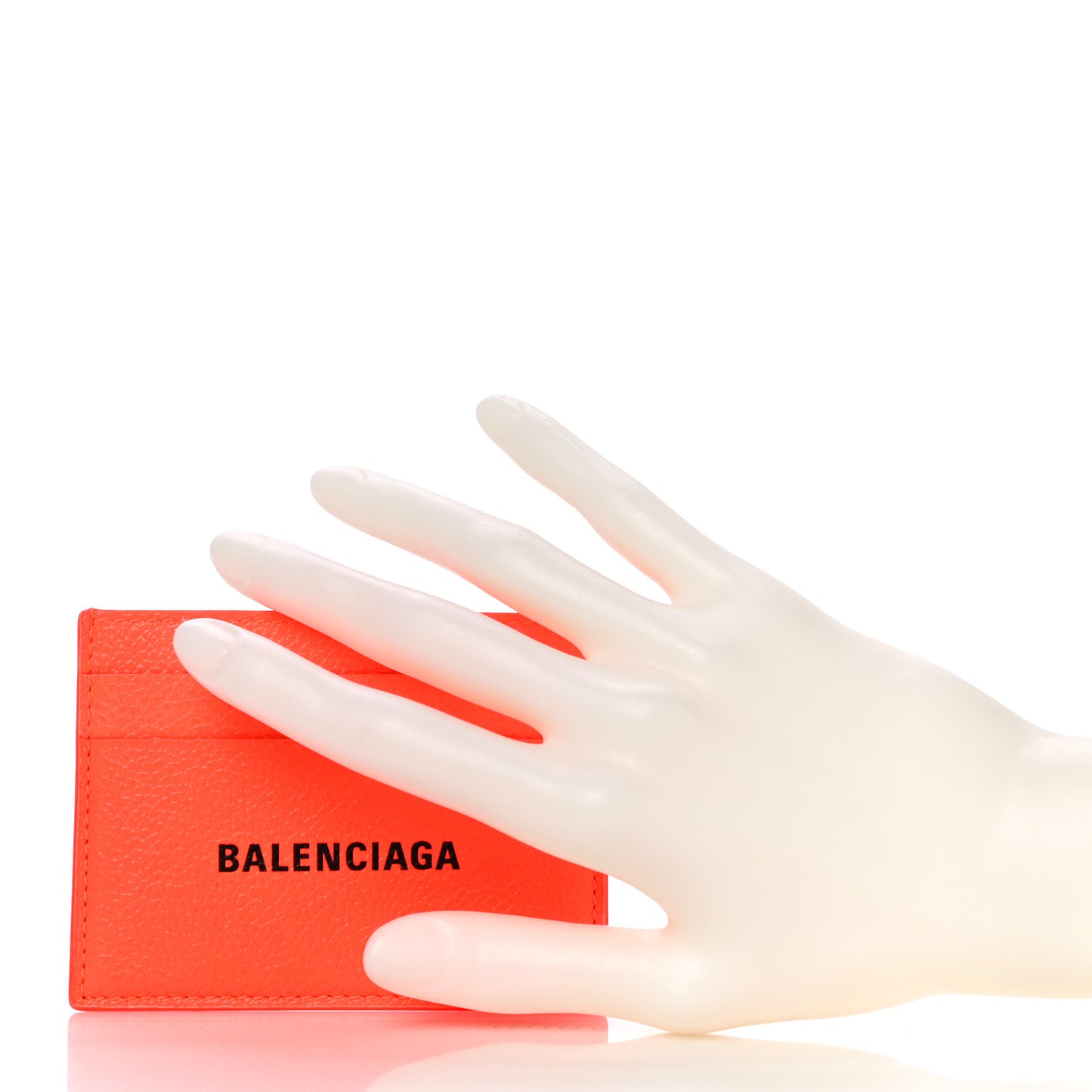 Grained Calfskin Logo Cash Card Holder Orange Black