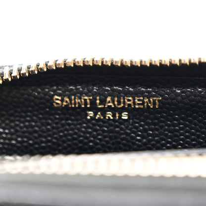 Saint Laurent Grain De Poudre Matelasse Chevron Monogram Zip Around Wallet Black 6 of 7