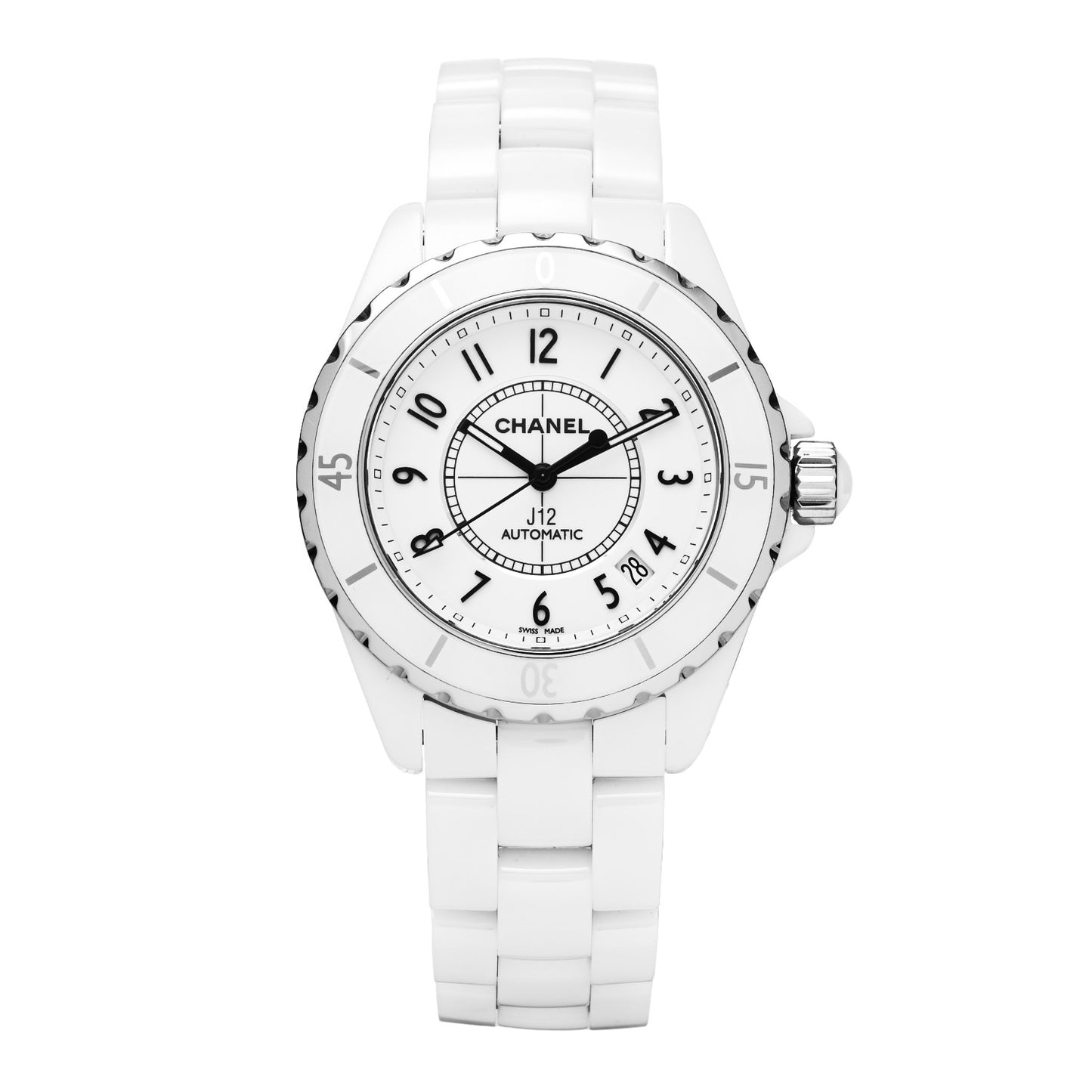 Stainless Steel Ceramic 38mm J12 Automatic Watch White