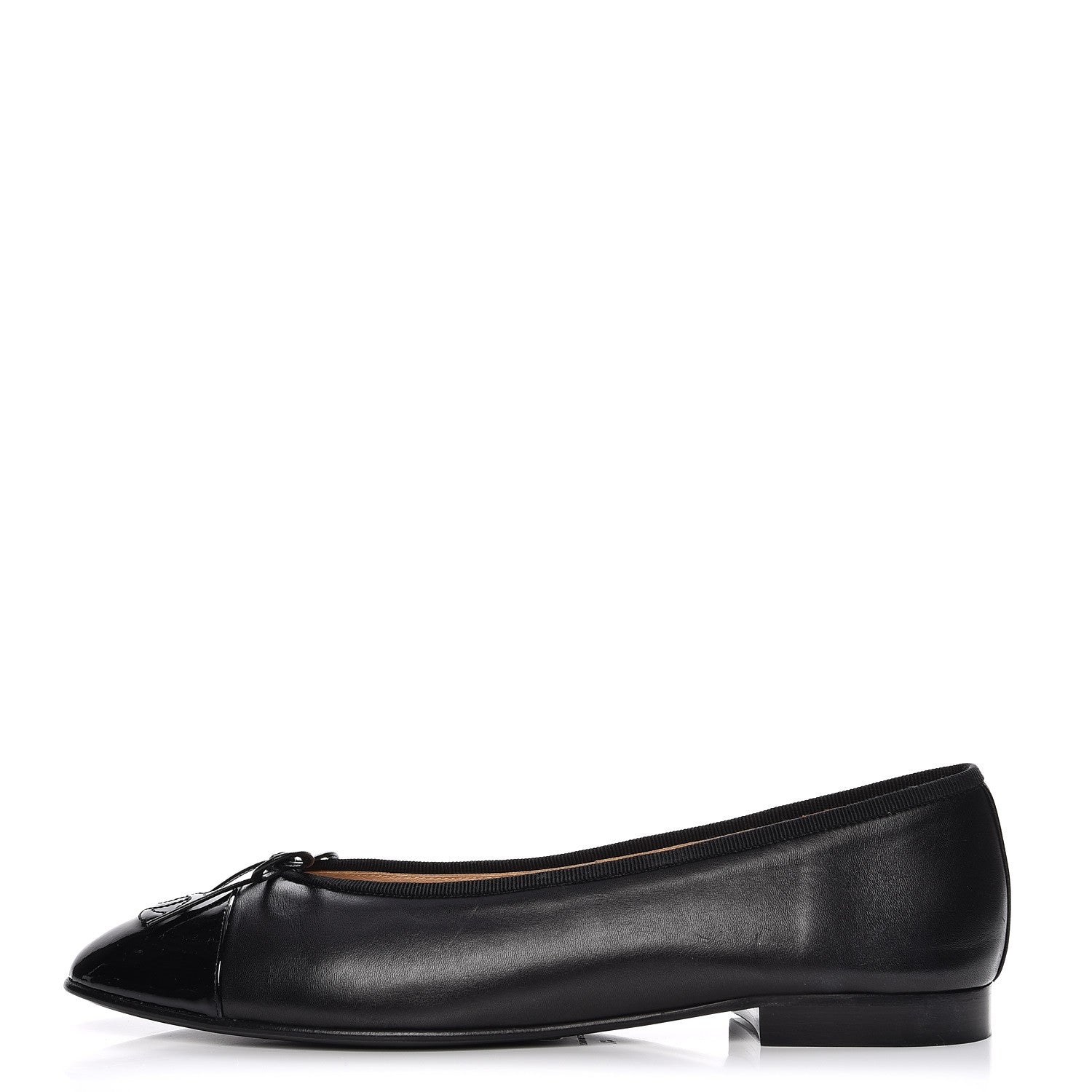 Chanel Lambskin Patent Cap Toe Ballerina Flats 41 Black 1 of 8