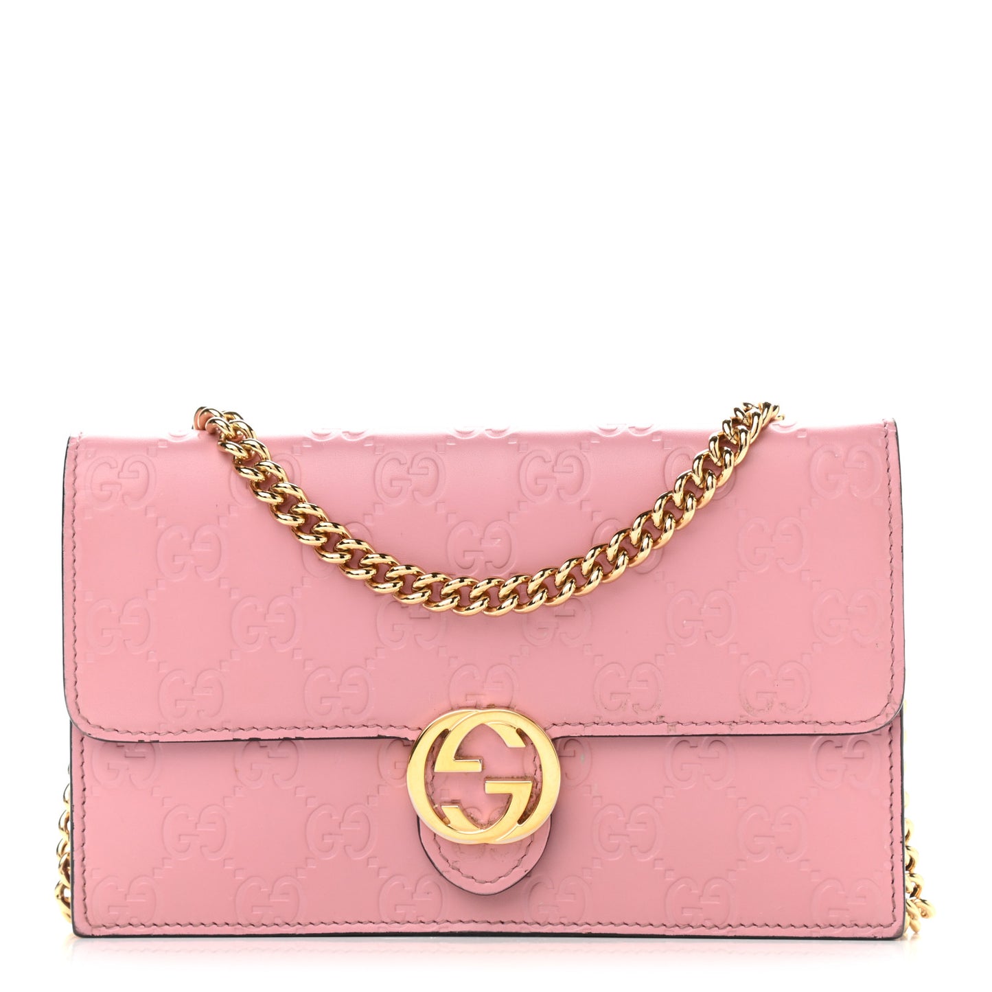 Guccissima Icon Chain Wallet Carmine Rose