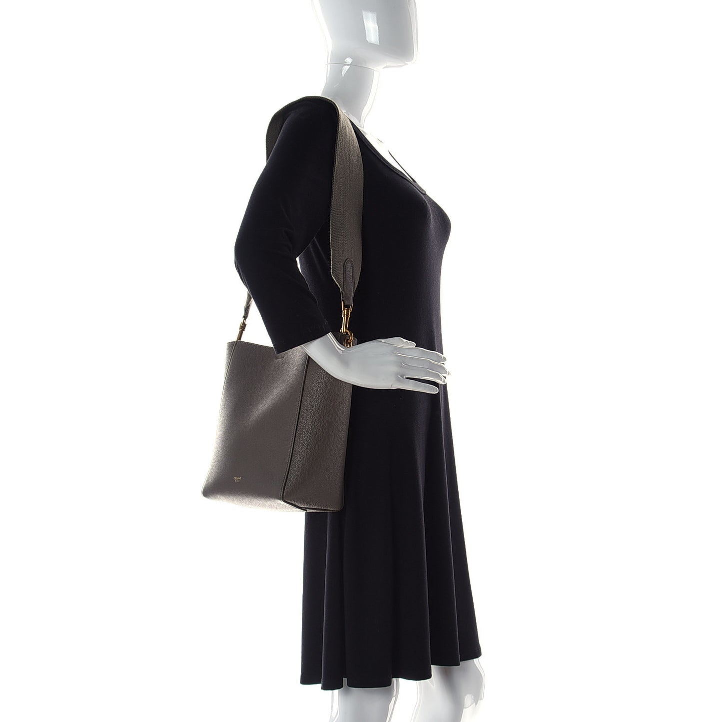 Soft Grained Calfskin Small Sangle Bucket Bag Taupe