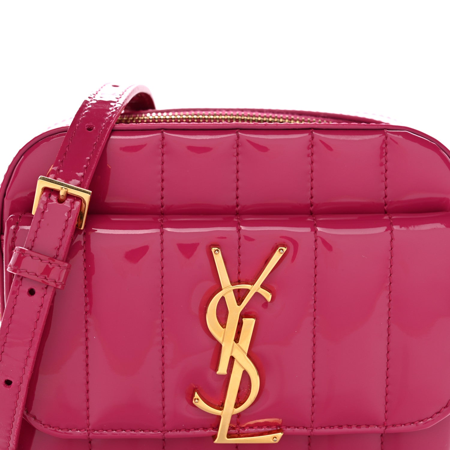 Saint Laurent Patent Matelasse Monogram Toy Vicky Camera Bag Freesia 8 of 15
