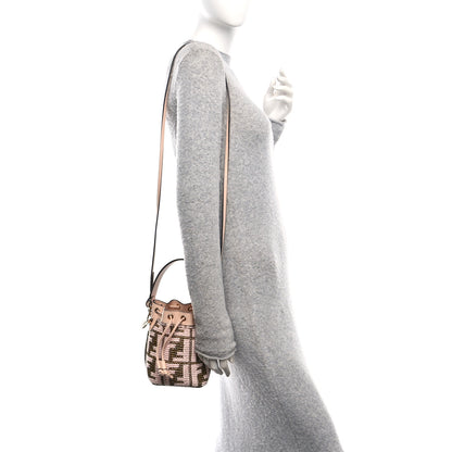 Fendi Raffia Vitello King F is Fendi FF Crochet Mini Mon Tresor Bucket Bag Natural Light Rose 2 of 10