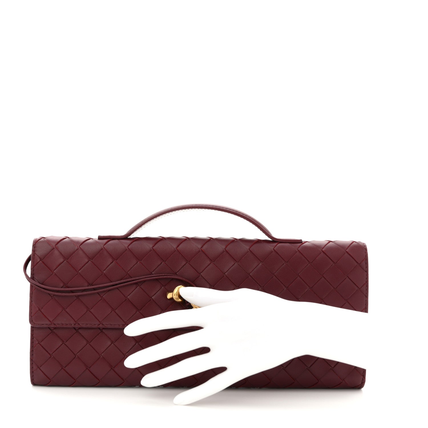 Bottega Veneta Nappa Intrecciato Long Andiamo Top Handle Clutch Barolo 3 of 16