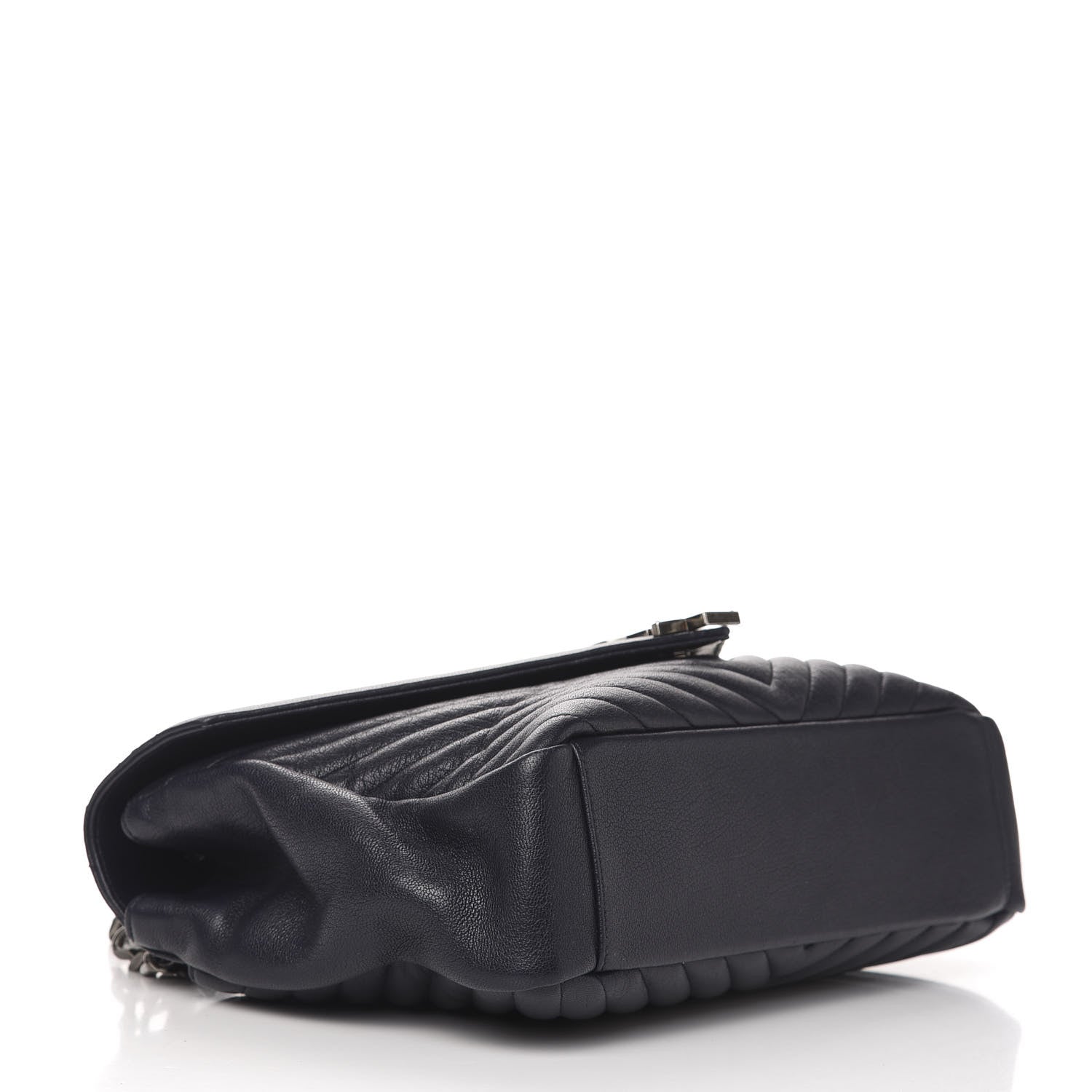 Saint Laurent Sheepskin Matelasse Chevron Monogram Large College Satchel Navy Blue 4 of 13