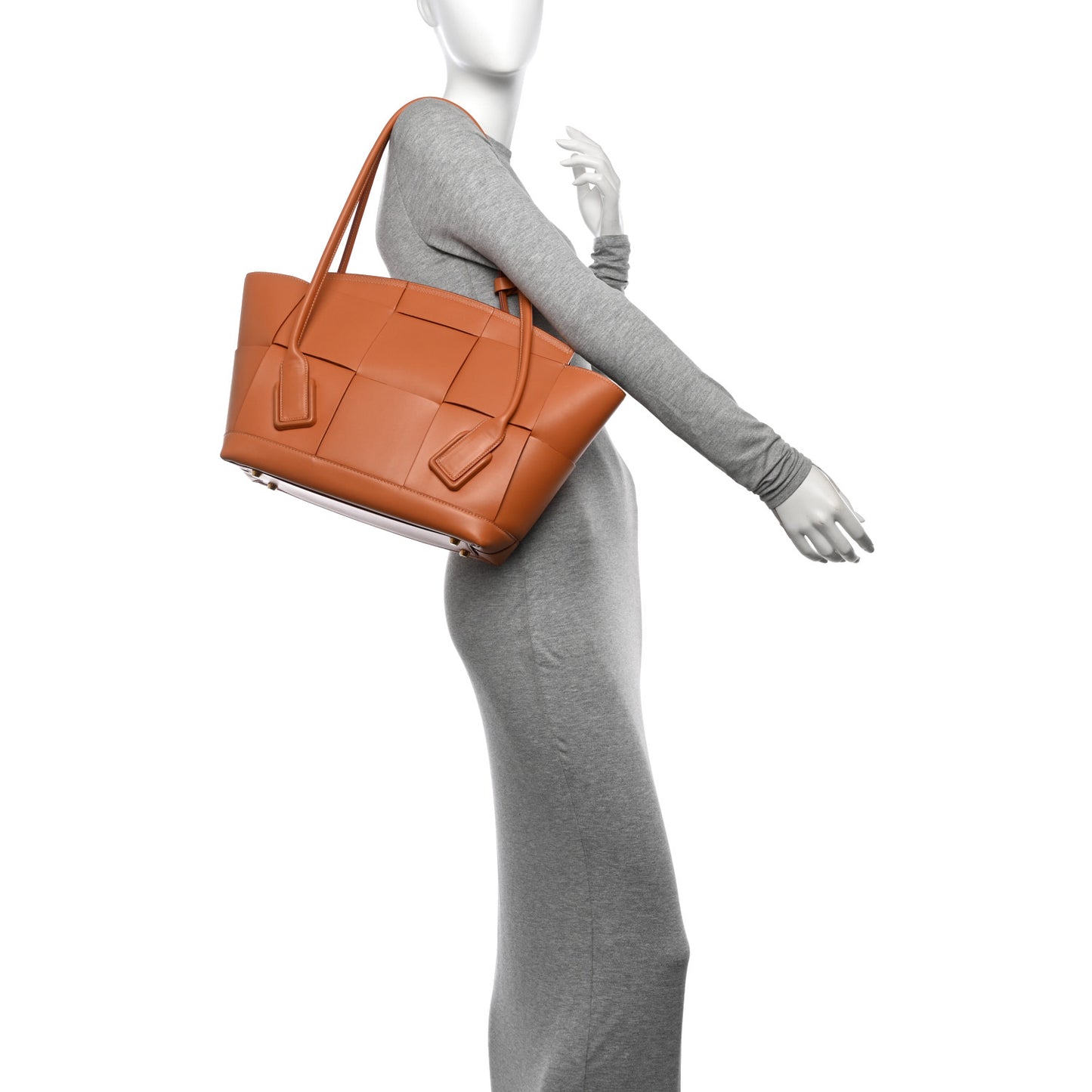 French Calfskin Maxi Intrecciato Medium Arco Caramel