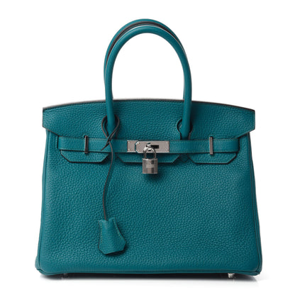 Hermes Taurillon Clemence Birkin 30 Vert Bosphore 1 of 10