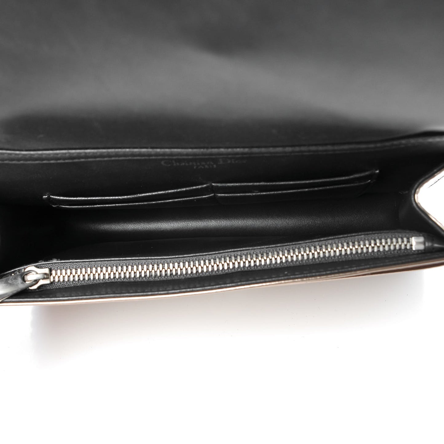 Metallic Patent Micro-Cannage Diorama Wallet on Chain Pouch Gold