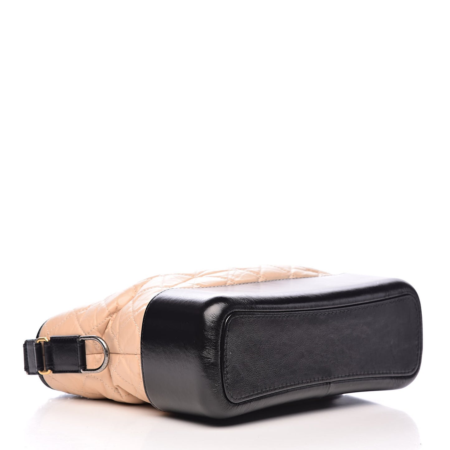 Aged Calfskin Quilted Medium Gabrielle Hobo Beige Black