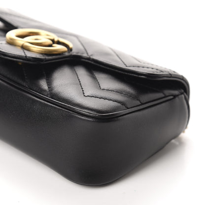 Gucci Calfskin Matelasse Super Mini GG Marmont Shoulder Bag Black 7 of 11