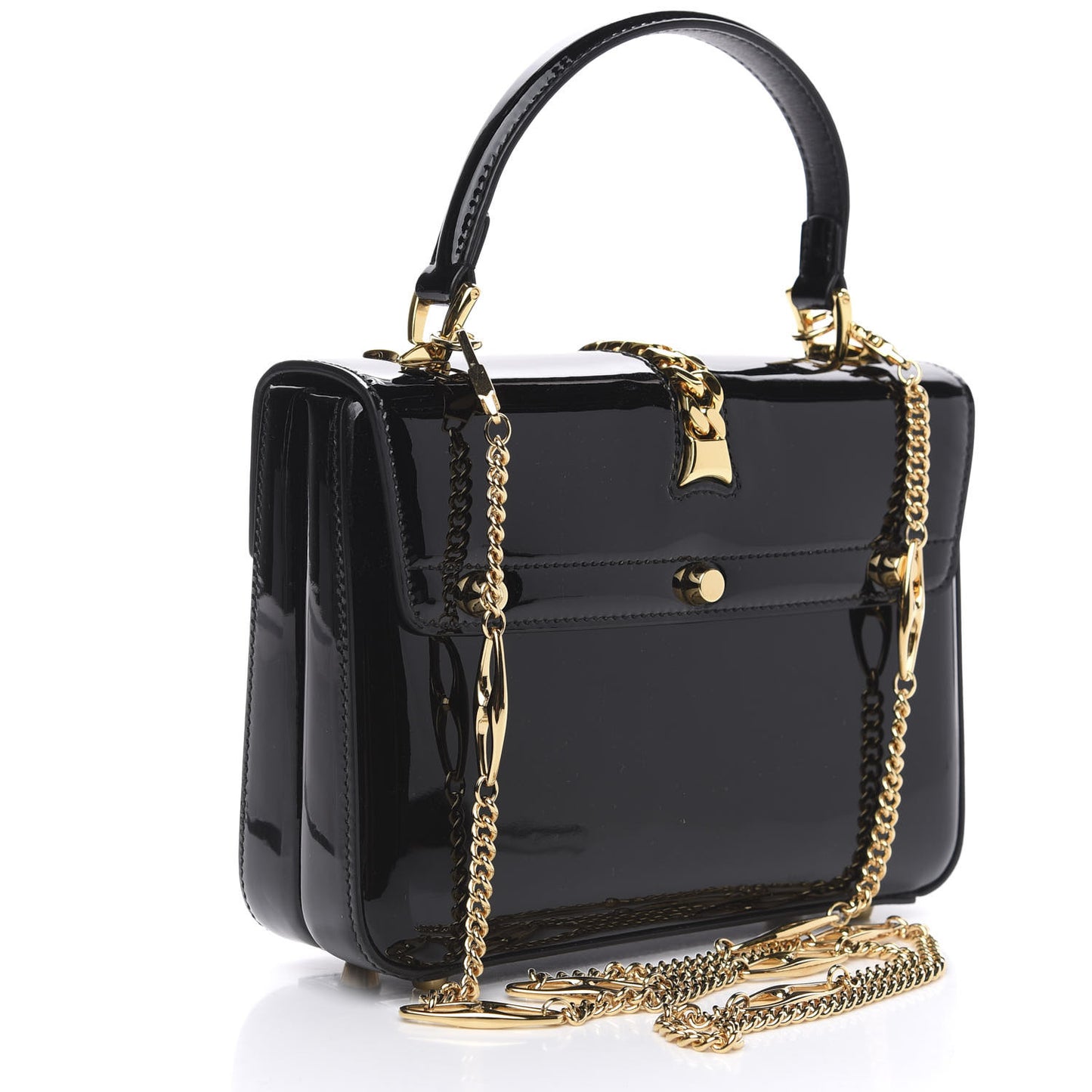 Mousse Top Patent Mini Sylvie 1969 Top Handle Bag Black