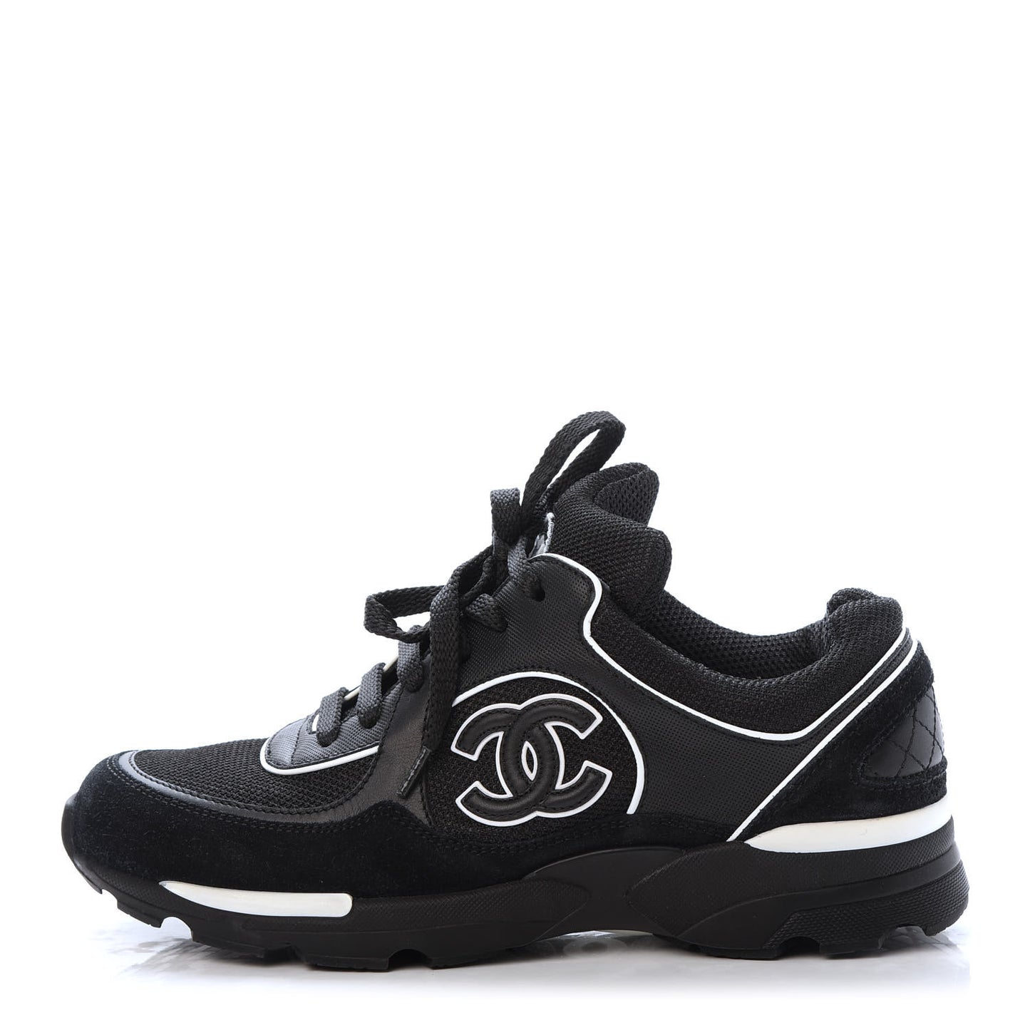 Toile Suede Calfskin CC Sneakers 36 Black White