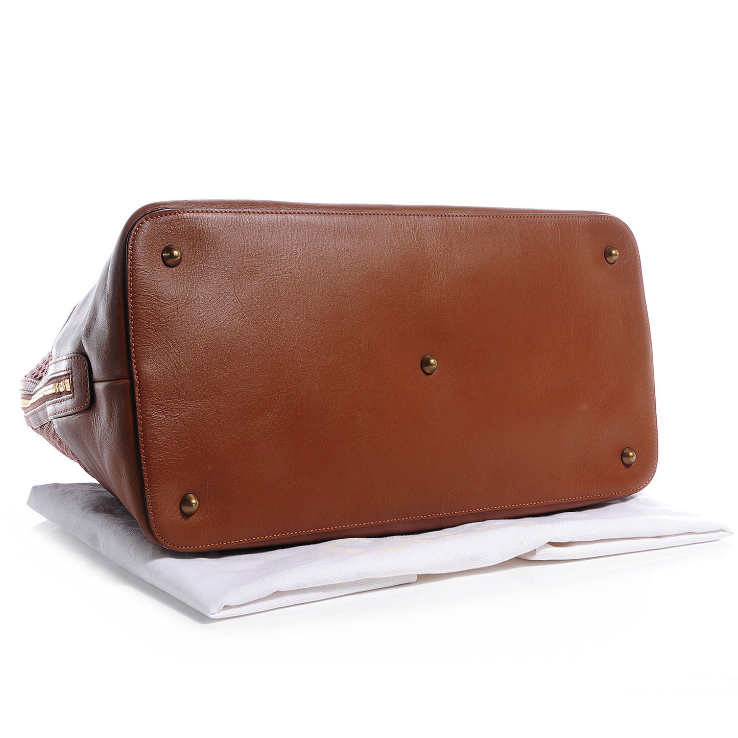 Lambskin Perforated Charlie Tote Caramel
