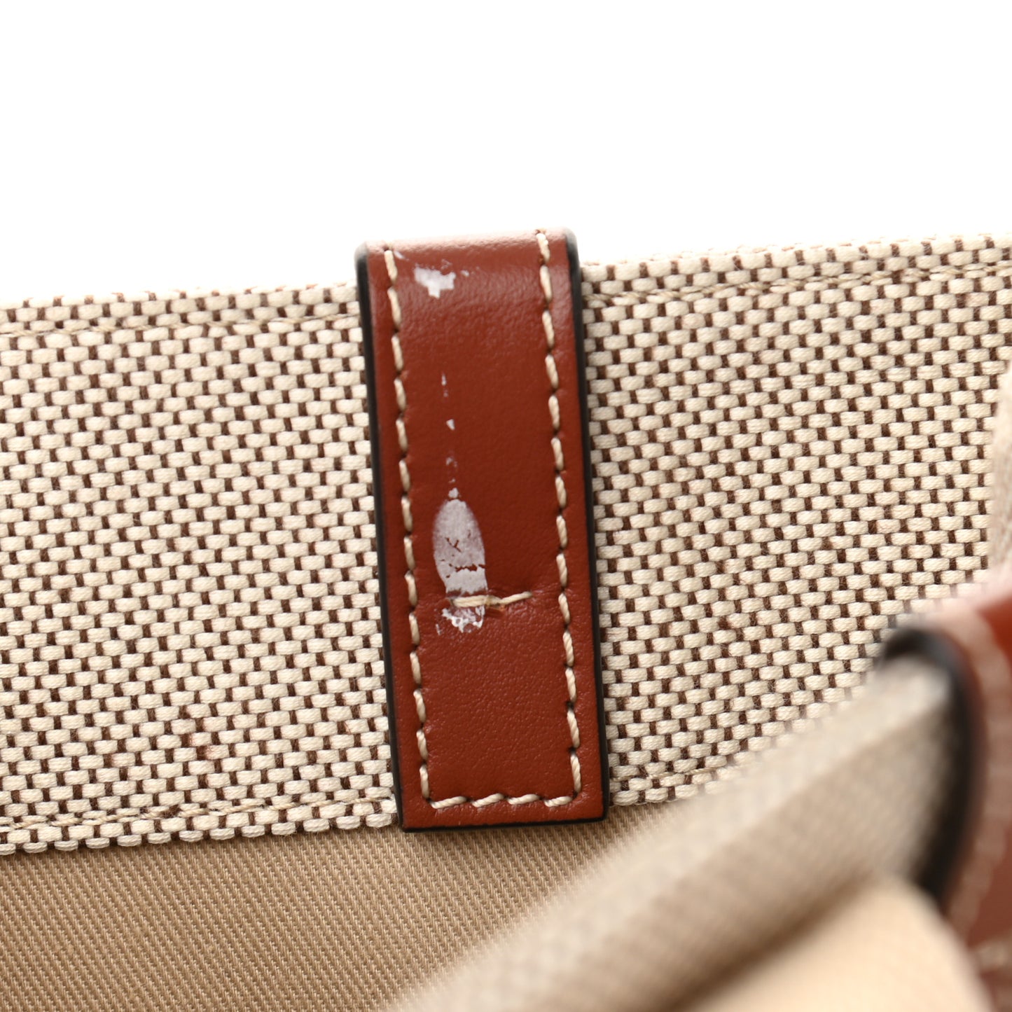 Cotton Calfskin Medium Woody Ribbon Tote White Brown