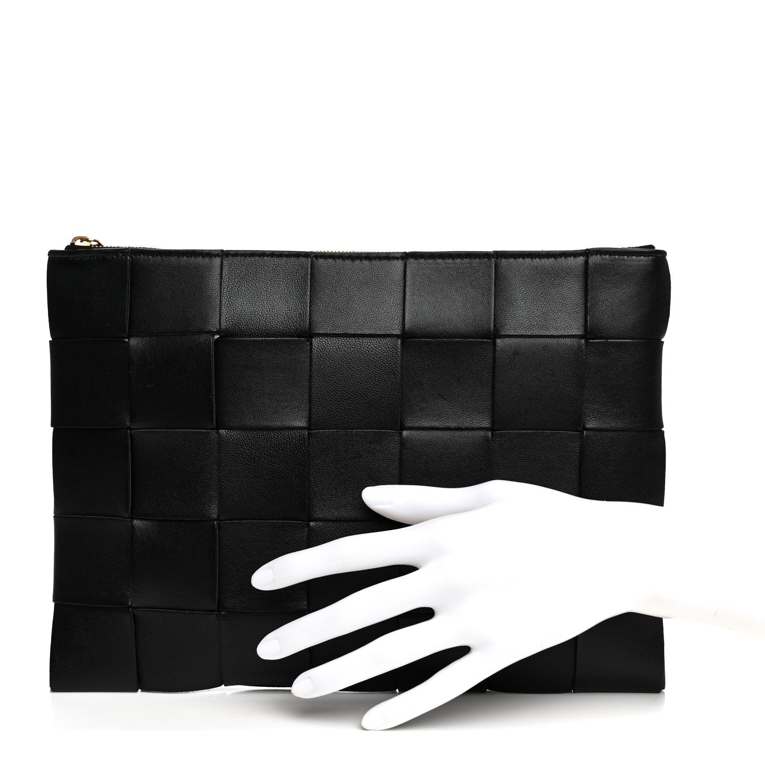 Bottega Veneta Nappa Maxi Intrecciato Medium Cassette Flat Zip Pouch Black 2 of 6