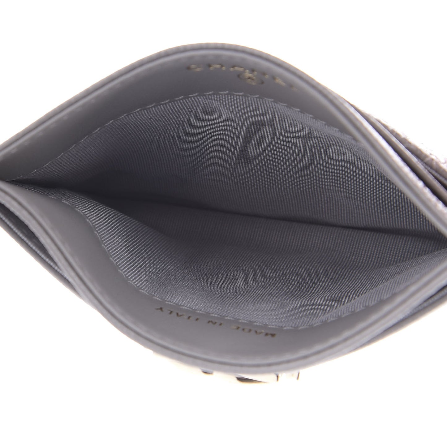 Caviar Quilted Boy Card Holder Grey