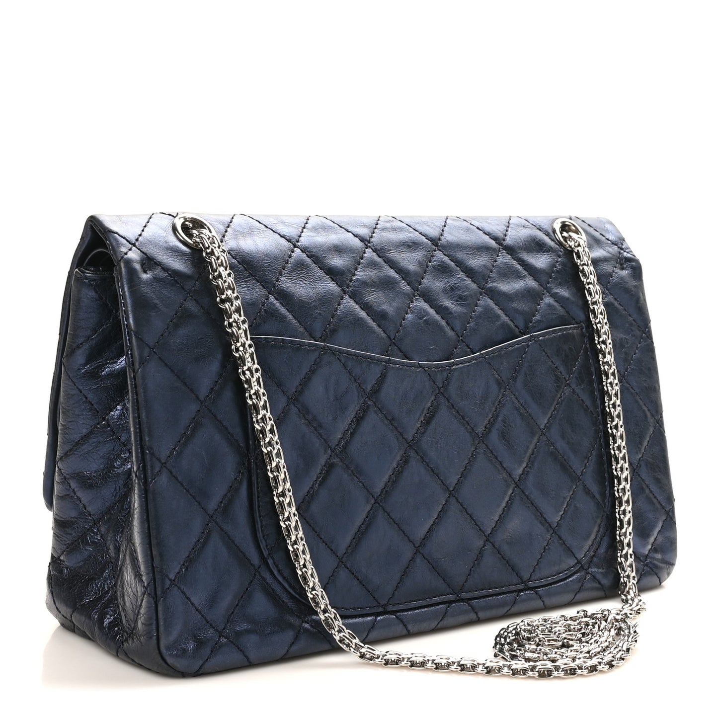Metallic Aged Calfskin Quilted 2.55 Reissue 227 Flap Blue