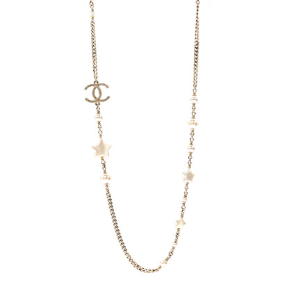 Chanel Pearl CC Star Long Necklace Gold 1 of 8