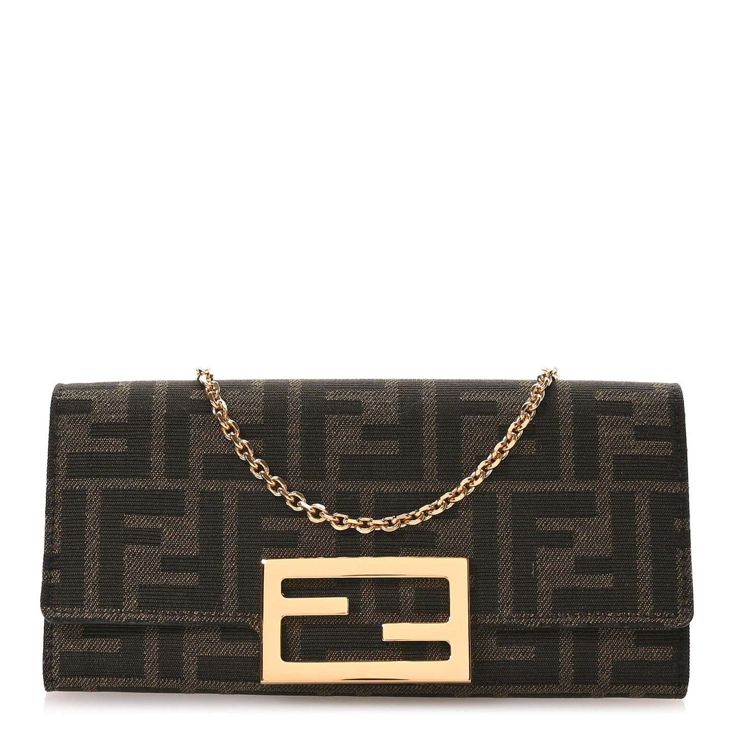 Fabric Jacquard FF 1974 Continental Wallet On Chain Tobacco Moro