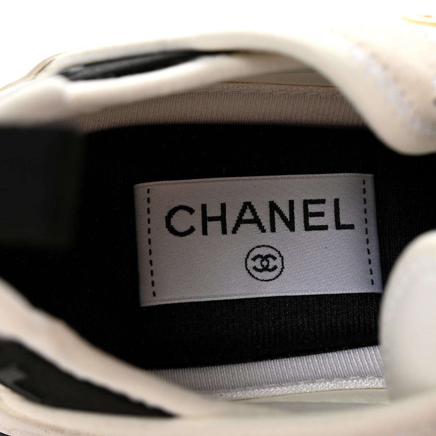 Chanel Velvet Calfskin Mixed Fibers CC Sneakers 37.5 Ivory Black 7 of 9