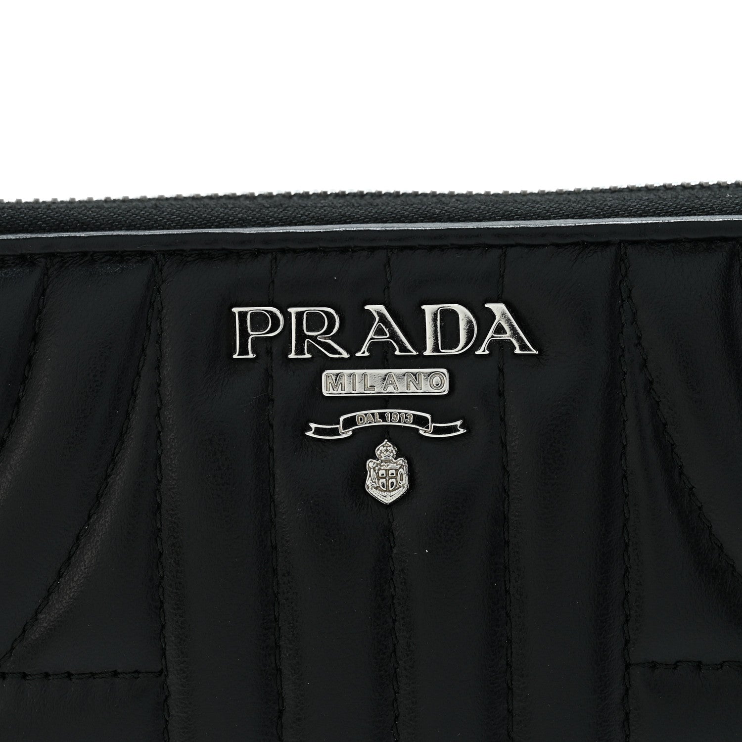 Prada Soft Calfskin Diagramme Zip Around Wallet Black 9 of 9