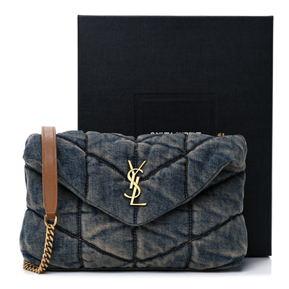 Saint Laurent Denim Quilted Toy Loulou Puffer Monogram Chain Satchel Blue Cinnamon 11 of 11