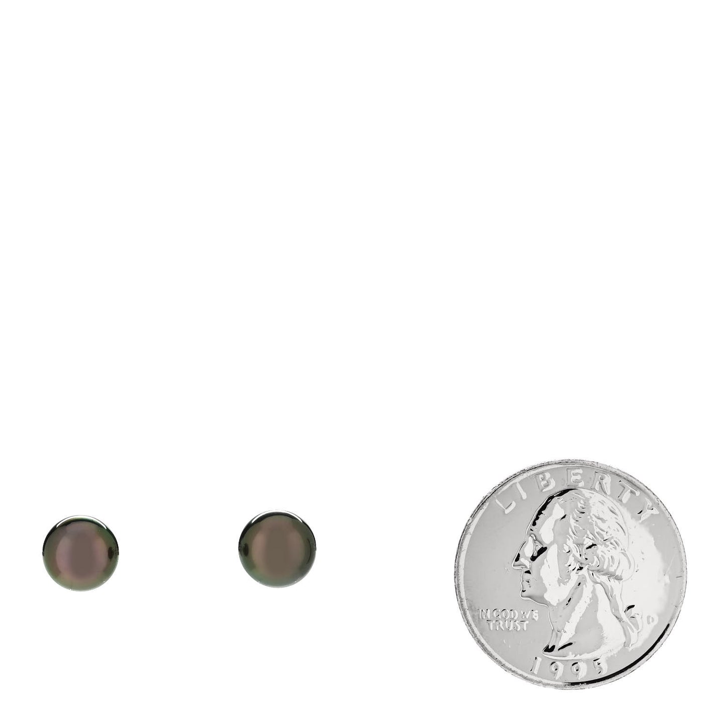 18K White Gold Black South Sea Pearl 9mm Stud Earrings