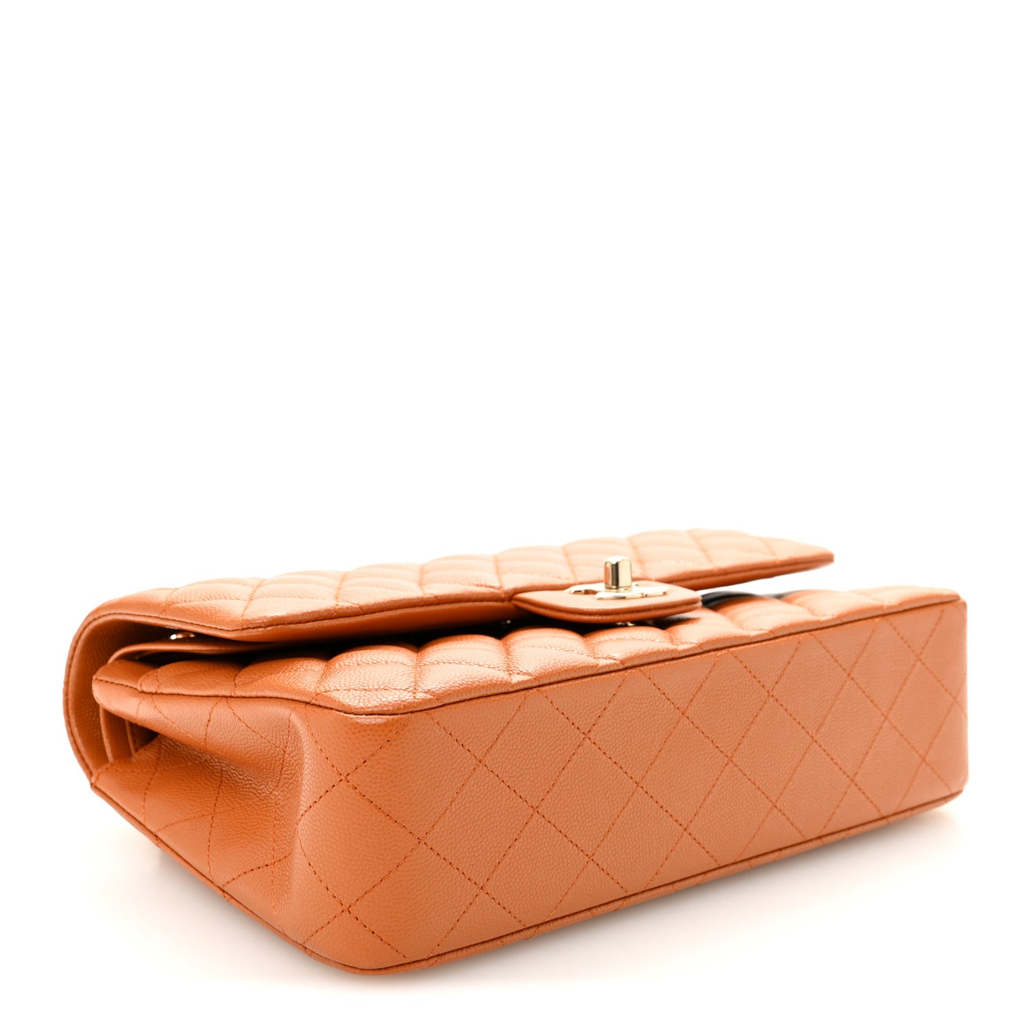 Caviar Quilted Medium Double Flap Light Brown