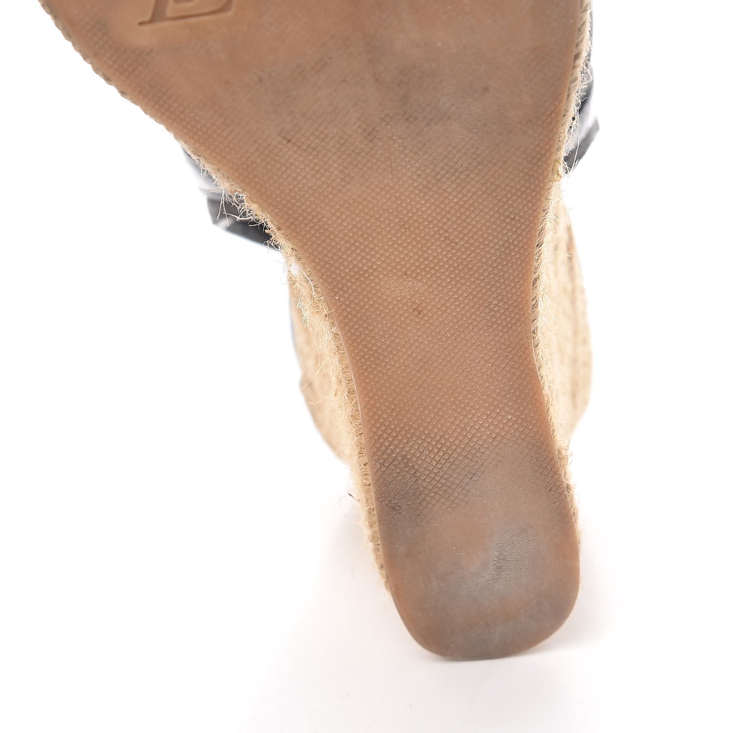 Denim Patent Monogram Bow Espadrille Wedges 38.5 Black
