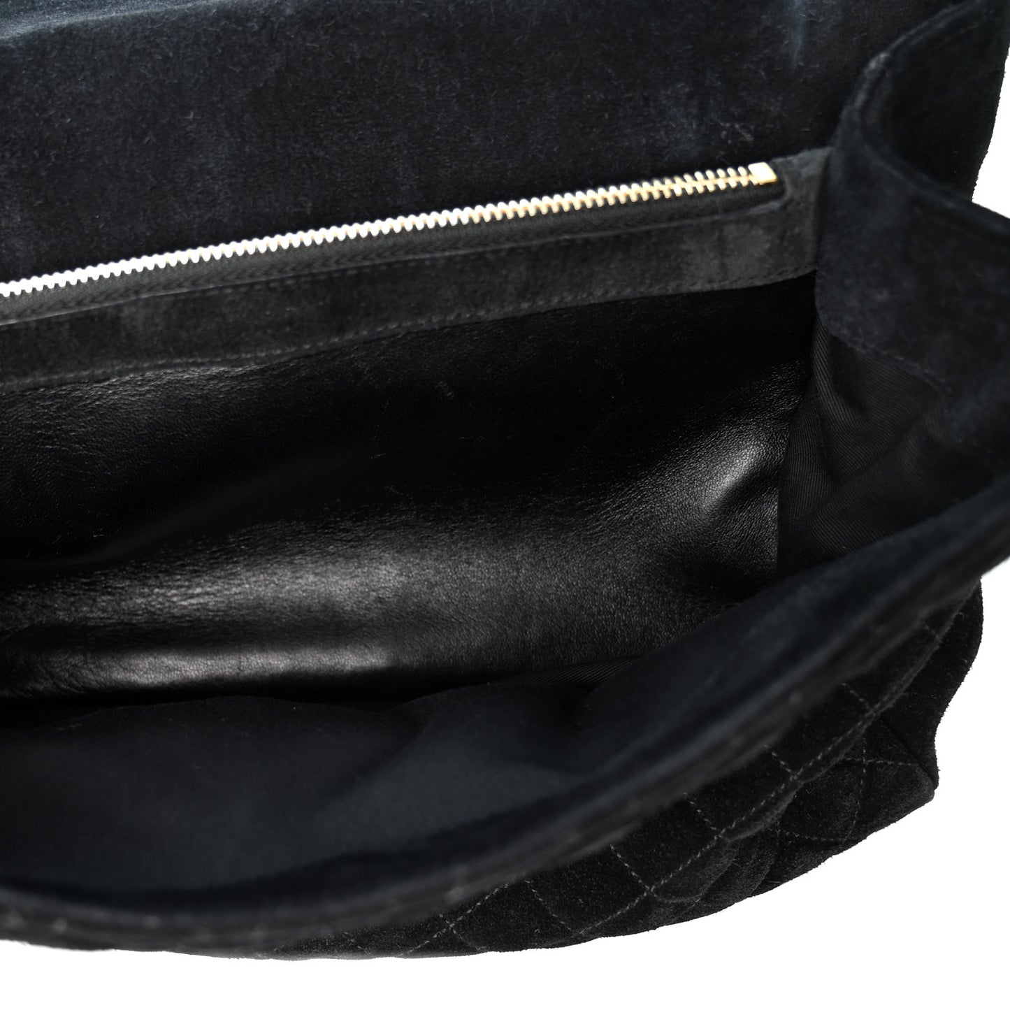 Suede Mixed Matelasse Triquilt Large Monogram Envelope Satchel Black