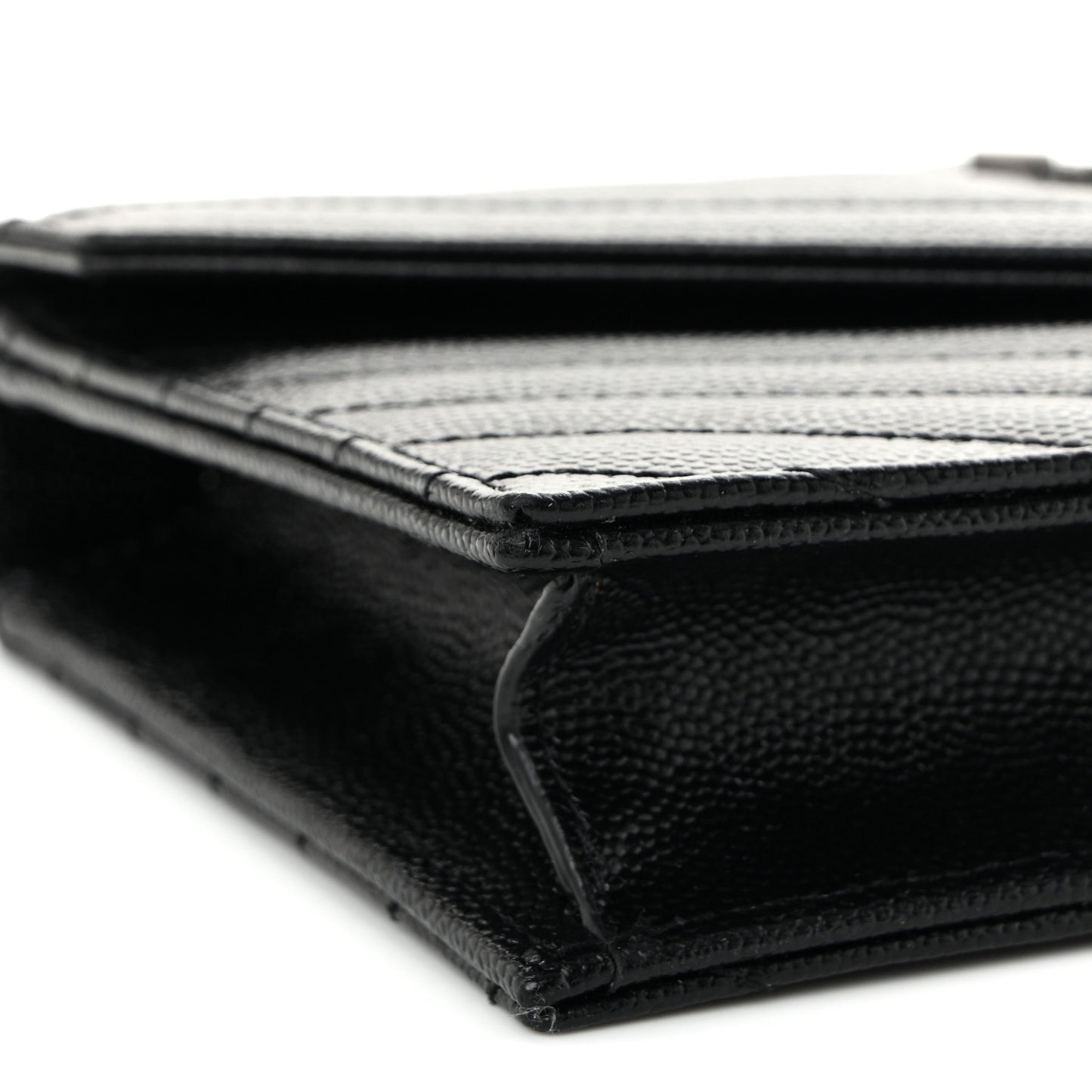 Grain De Poudre Matelasse Chevron Monogram Chain Wallet Black
