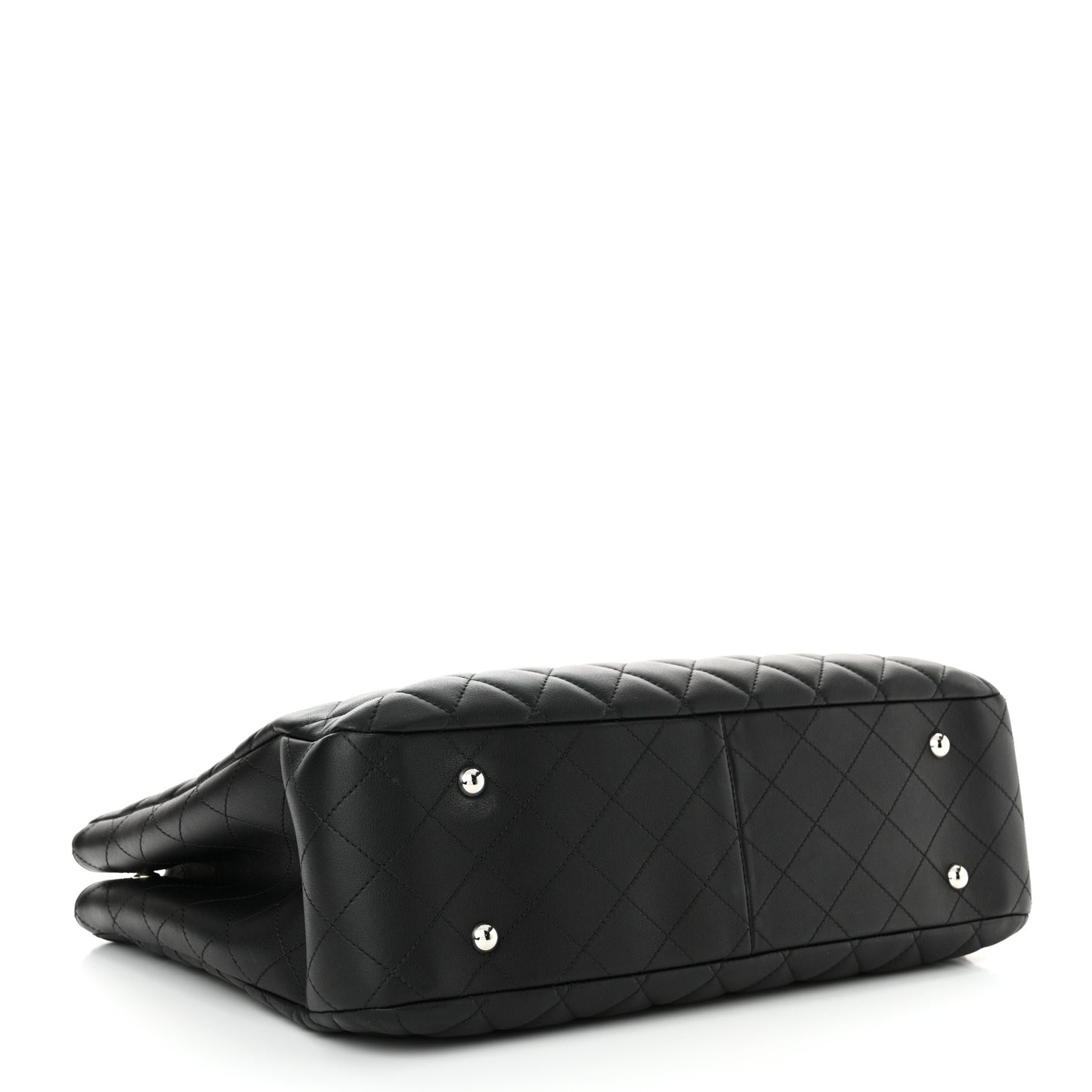 Calfskin Quilted Large Classic Shopping Tote Black
