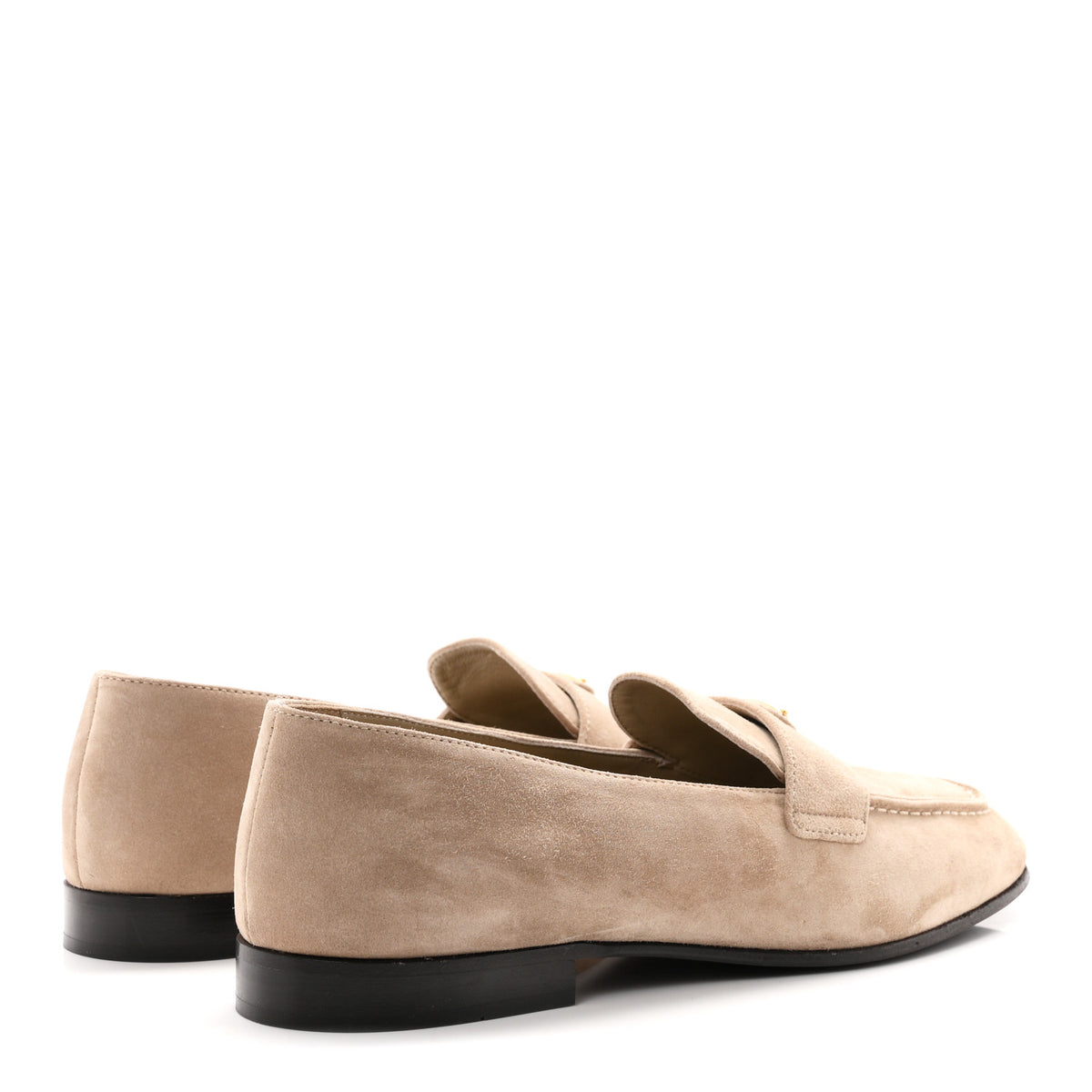 Prada Suede Calfskin Metal Triangle Logo 10mm Loafers 38.5 Corda 5 of 8