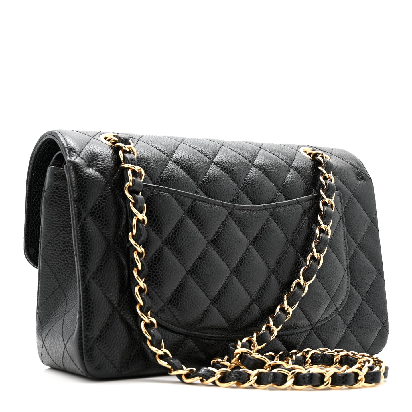 Caviar Quilted Small Double Flap Black