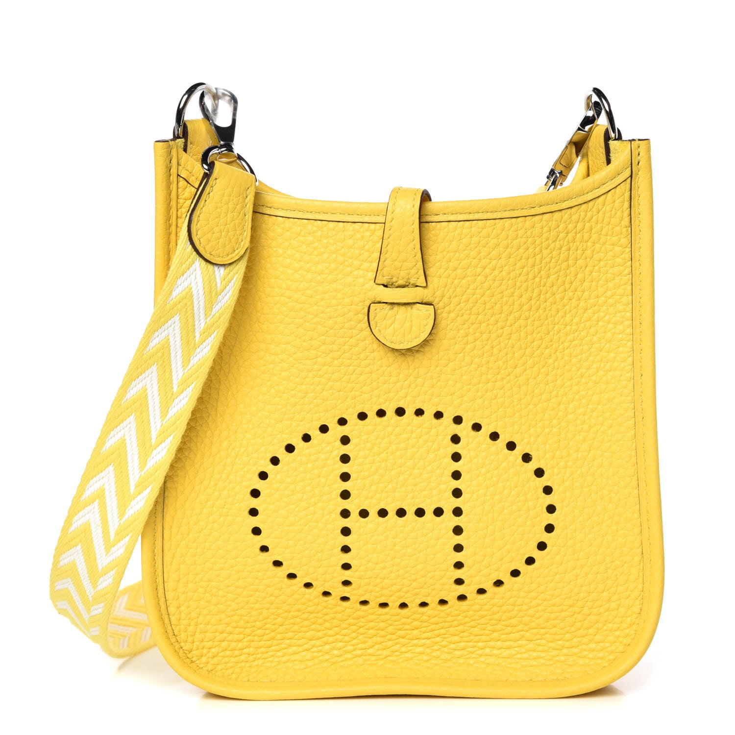 Hermes Taurillon Clemence Amazone Evelyne TPM Jaune De Naples White 1 of 9