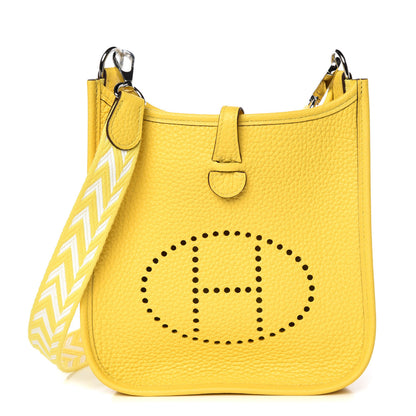 Hermes Taurillon Clemence Amazone Evelyne TPM Jaune De Naples White 1 of 9