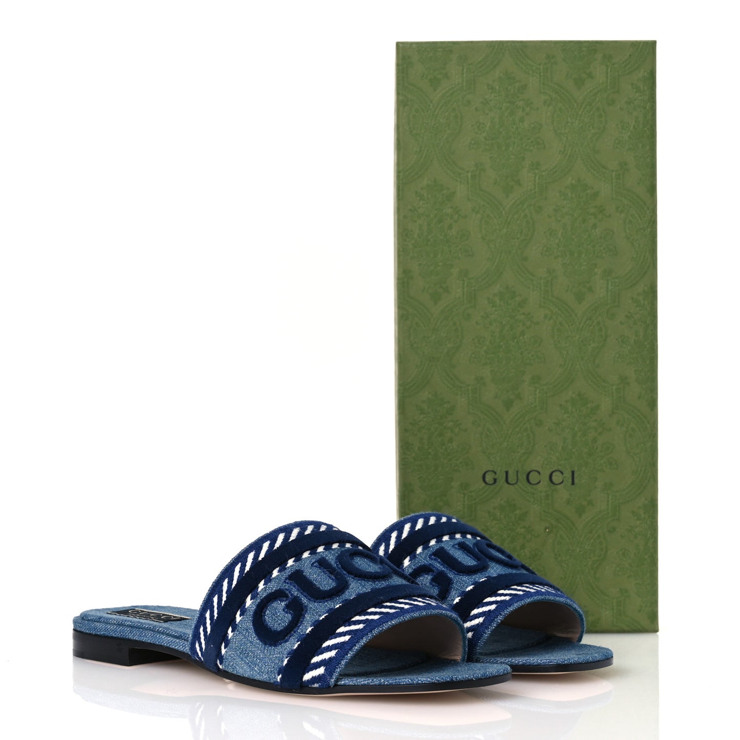 New Denim Logo Embroidered Slide Sandal 39 Light Blue