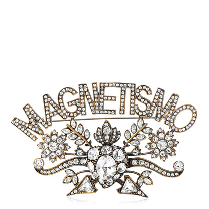 Gucci Metal Crystal Magnetismo Brooch Aged Gold 1 of 7