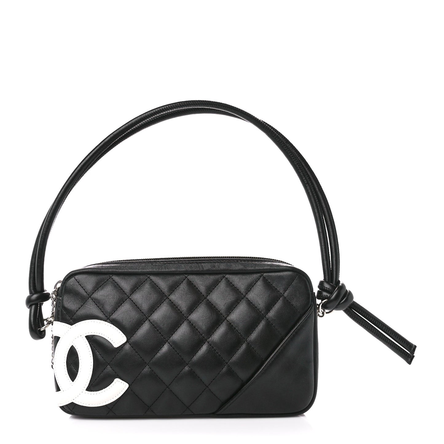 Calfskin Quilted Cambon Pochette Black White