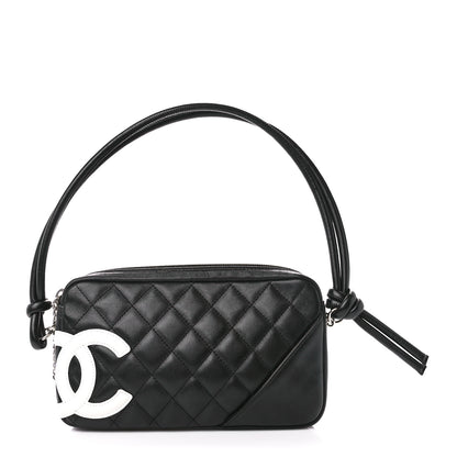 Chanel Calfskin Quilted Cambon Pochette Black White 1 of 10