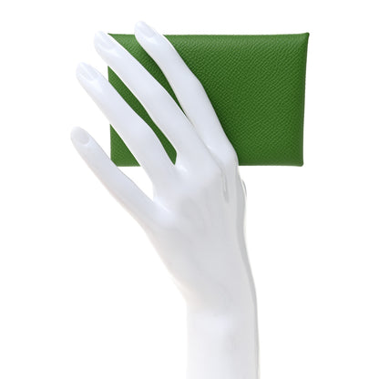 Hermes Epsom Verso Calvi Card Case Vert Yucca Celeste 2 of 7