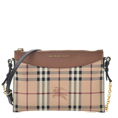 Burberry Haymarket Check Peyton Crossbody Clutch Bag Toffee 1 of 11