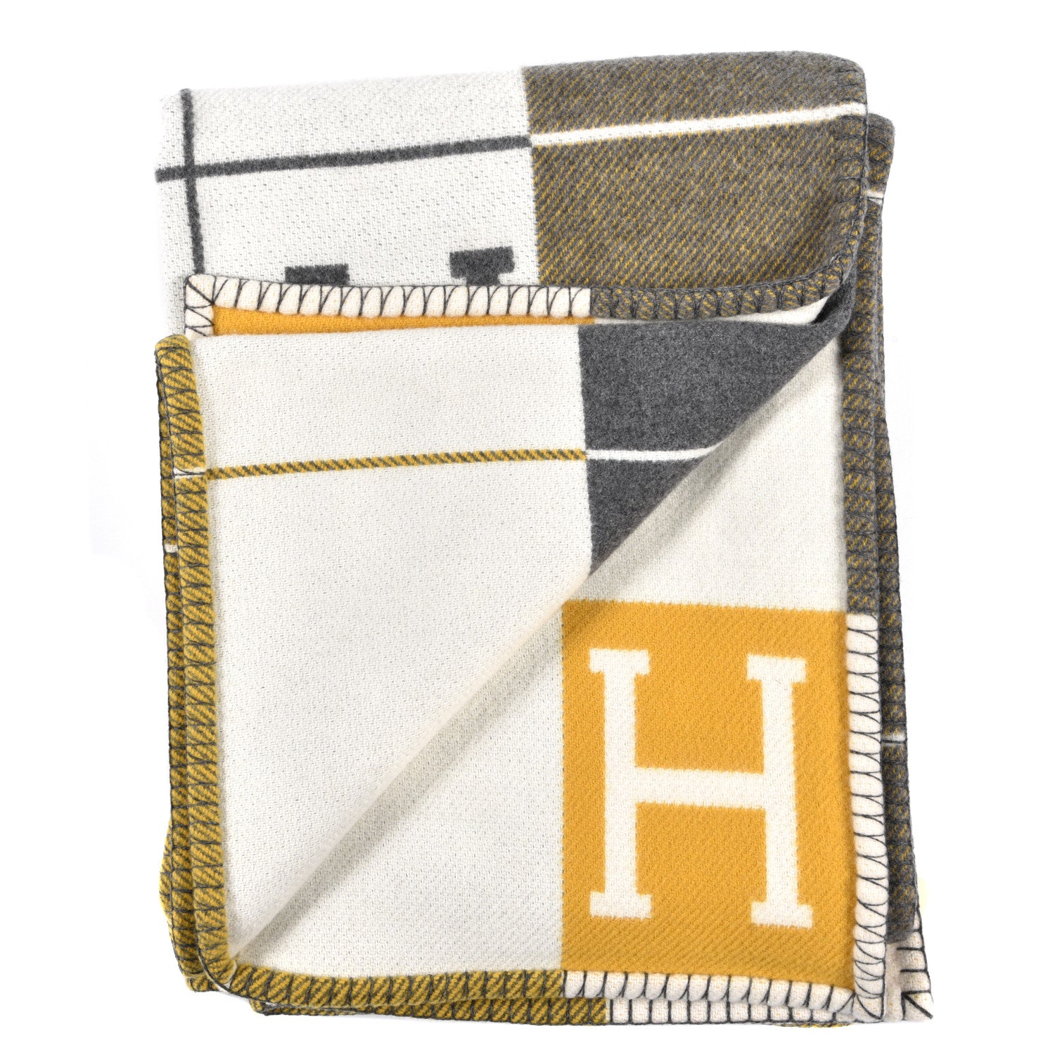Hermes Wool Cashmere Avalon III Blanket Gris Soleil 2 of 3