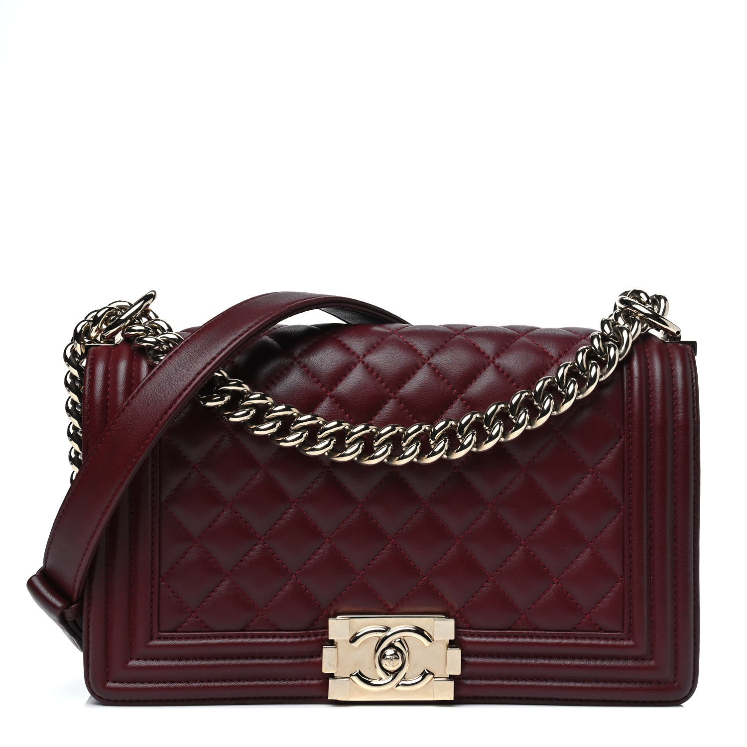 Chanel Lambskin Quilted Medium Boy Flap Burgundy 1 of 5