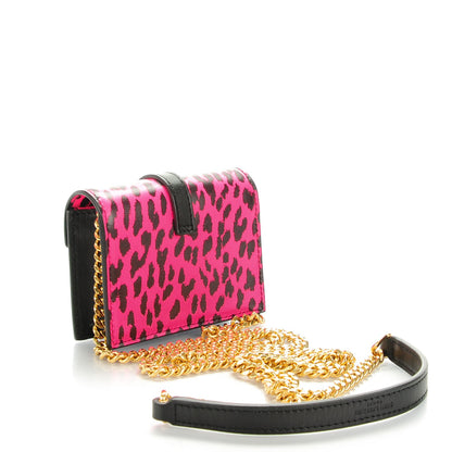 Saint Laurent Calfskin Monogram Leopard Print Mini Candy Crossbody Pink Black 3 of 7