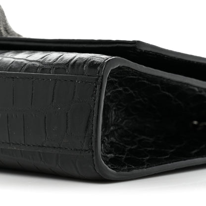 Saint Laurent Calfskin Crocodile Embossed Medium Classic Monogram Kate Tassel Satchel Black 7 of 15